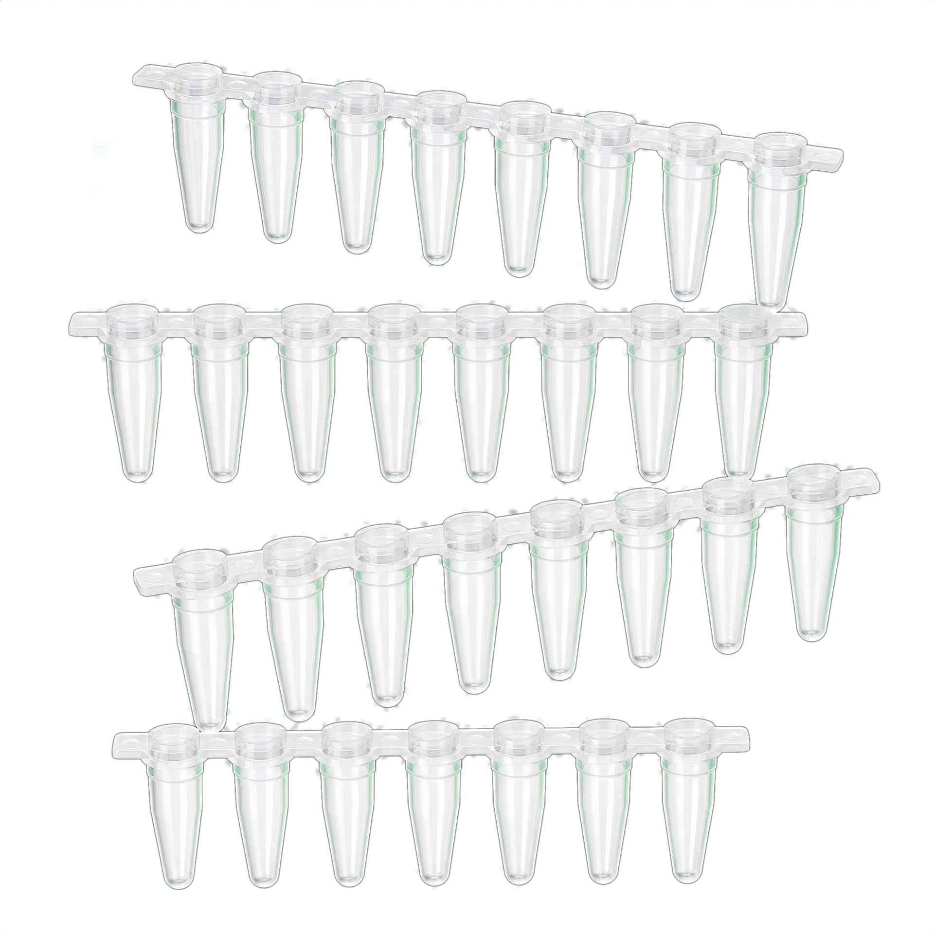 0.2mL Rigid 8-Strip PCR Tubes w/ Attached Flat Caps